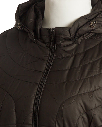 Μαύρο μπουφάν  ίσια γραμμή με αποσπώμενη κουκούλα