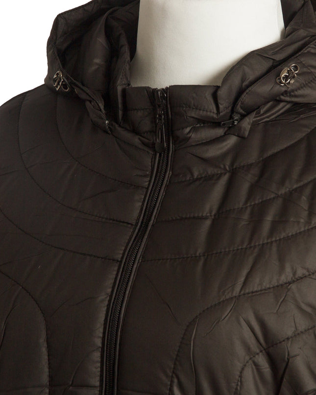 Μαύρο μπουφάν  ίσια γραμμή με αποσπώμενη κουκούλα