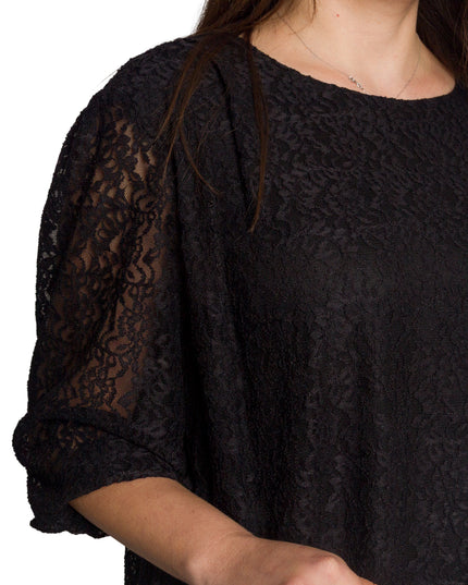 Επίσημη μαύρη δαντελένια τουνίκ με φαρδιά γραμμή