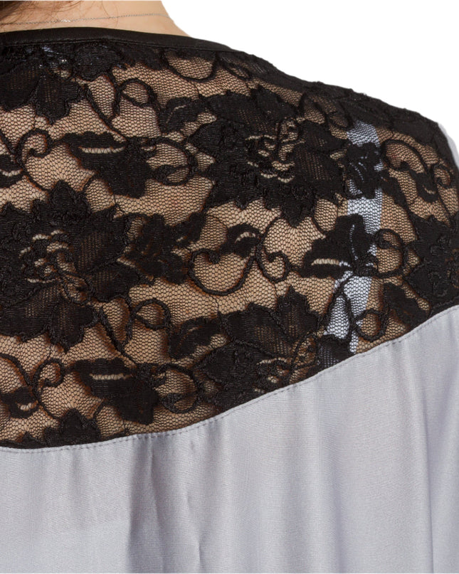 Γκρι Κομψή Τουνίκ με Φλοράλ  και Δαντέλα