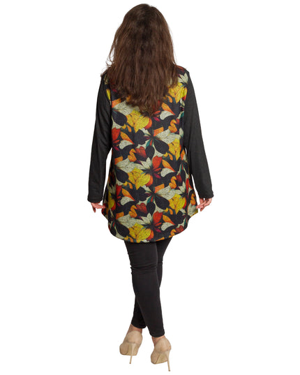 Μαύρη τουνίκ με ζεστό φλοράλ μοτίβο