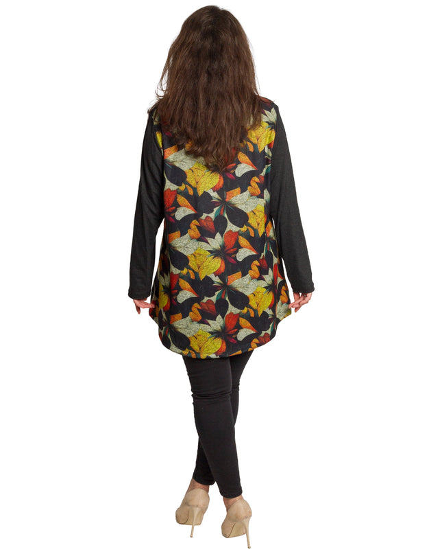 Μαύρη τουνίκ με ζεστό φλοράλ μοτίβο