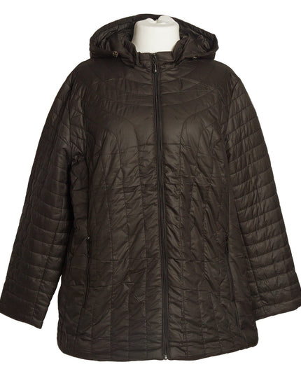 Μαύρο μπουφάν  ίσια γραμμή με αποσπώμενη κουκούλα