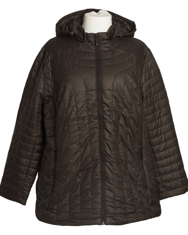 Μαύρο μπουφάν  ίσια γραμμή με αποσπώμενη κουκούλα