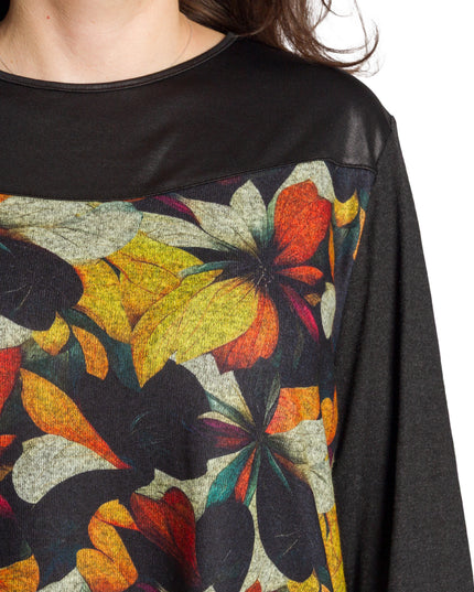 Μαύρη τουνίκ με ζεστό φλοράλ μοτίβο