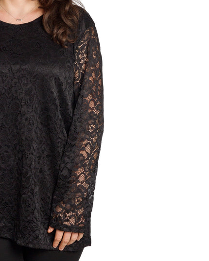 Μαύρη επίσημη μπλούζα με δαντελένια μανίκια
