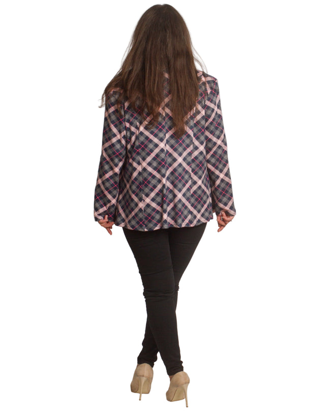 Κομψό σακάκι σε καρό μοτίβο και μεγάλα μεγέθη