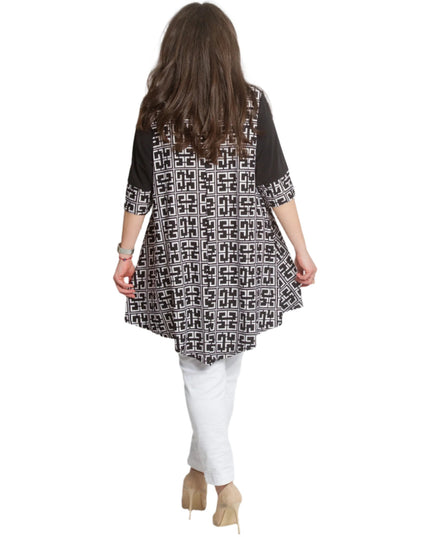 Μακριά Τουνίκ με 3/4 Μανίκια και Γεωμετρικό Σχέδιο