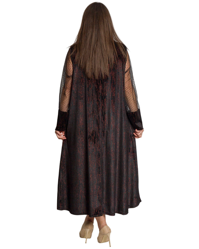 Επίσημο φόρεμα με κόκκινα λαμπερά στοιχεία