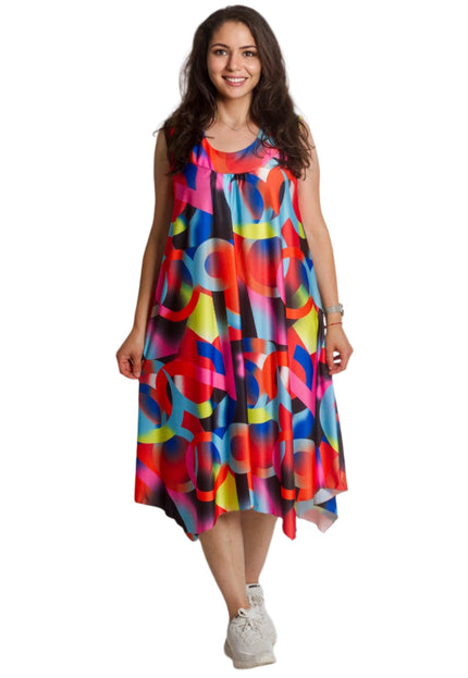 Καλοκαιρινό φόρεμα με αφηρημένο σχέδιο σε έντονα χρώματα