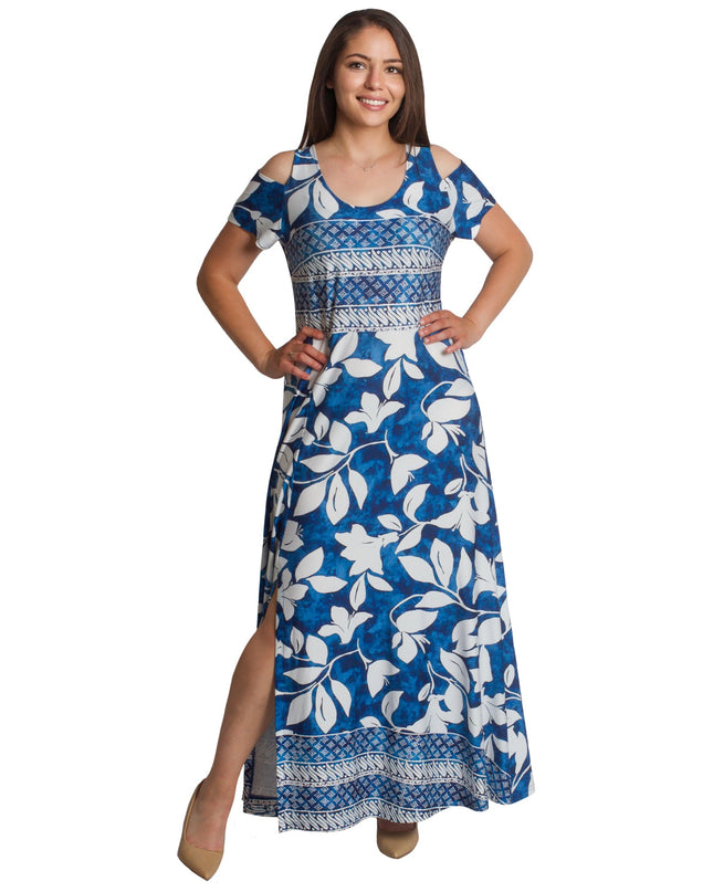 Μακρύ αέρινο φόρεμα με ανοικτούς ώμους και λουλούδια