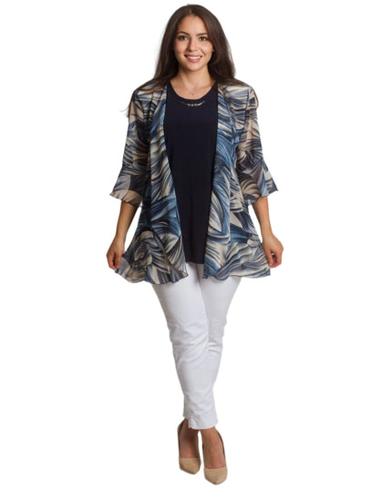 Επίσημο σετ με τοπ και σιφόν ζακετάκι