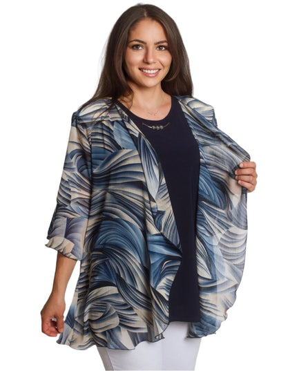 Επίσημο σετ με τοπ και σιφόν ζακετάκι