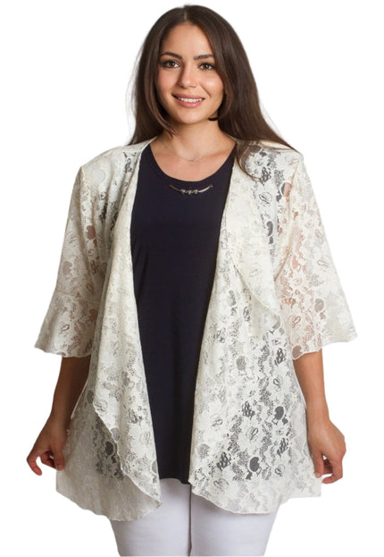 Επίσημο δαντελένιο ζακετάκι σε μεγάλα μεγέθη