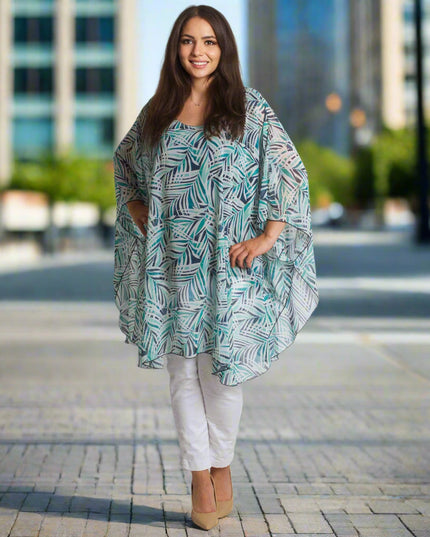 Αέρινη ασύμμετρη τουνίκ από σιφόν σε μεγάλα μεγέθη