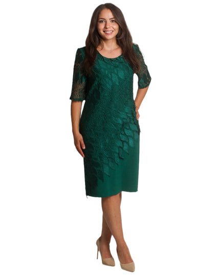 Επίσημο φόρεμα με δαντελένιο μανίκι και φλοράλ υφή