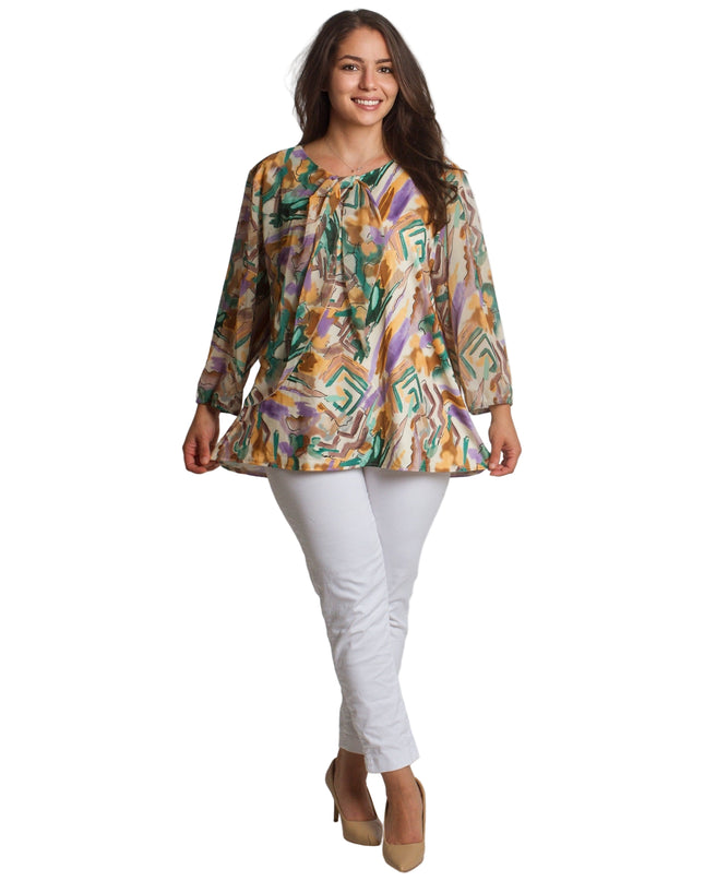 Επίσημη Τουνίκ με Πολύχρωμο Σιφόν και 3/4 Μανίκια