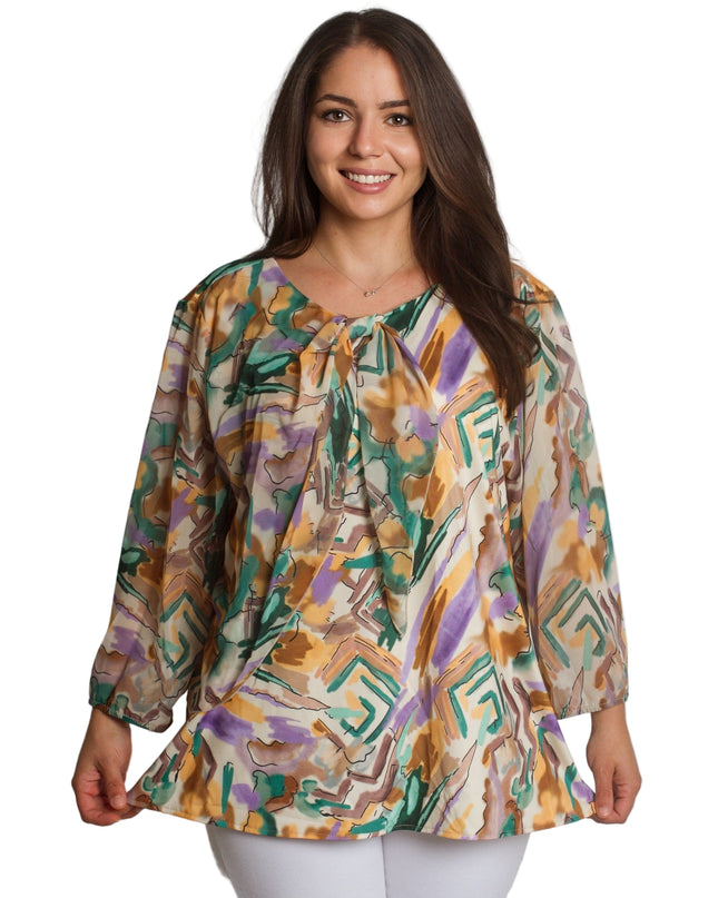 Επίσημη Τουνίκ με Πολύχρωμο Σιφόν και 3/4 Μανίκια