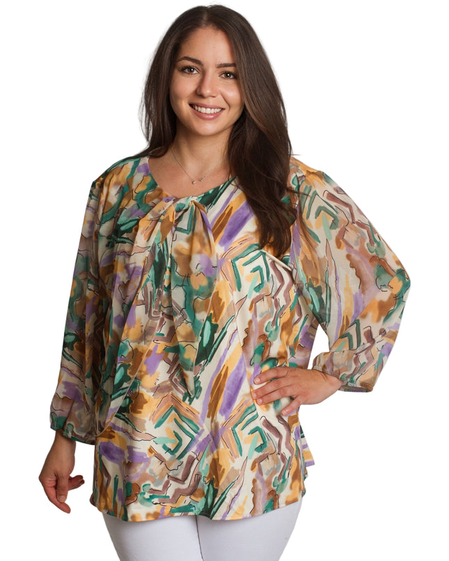 Επίσημη Τουνίκ με Πολύχρωμο Σιφόν και 3/4 Μανίκια