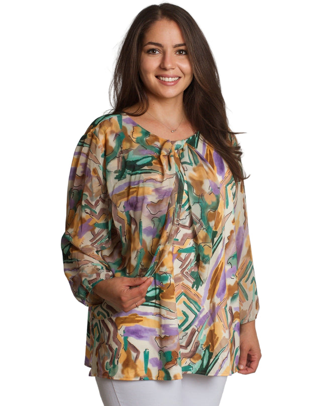 Επίσημη Τουνίκ με Πολύχρωμο Σιφόν και 3/4 Μανίκια
