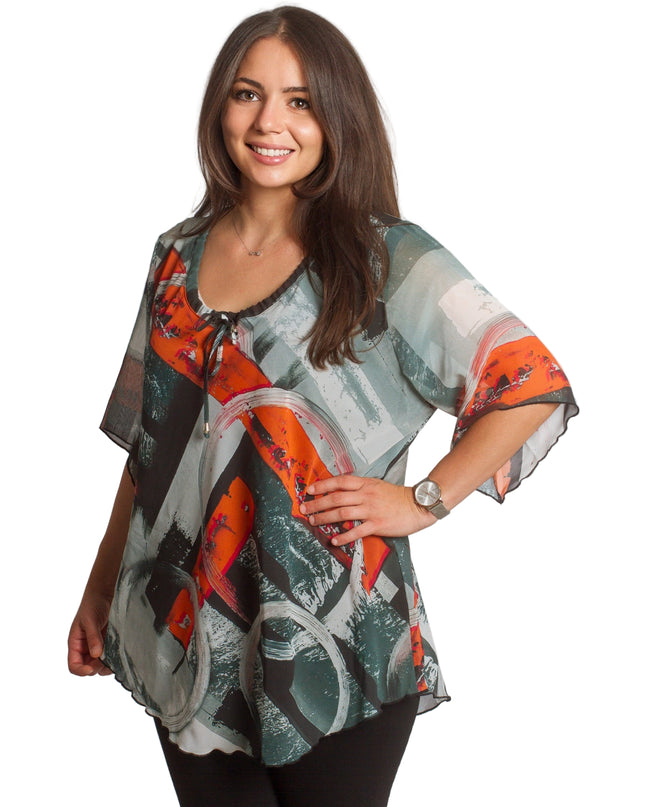 Πολύχρωμη Τουνίκ με Αφηρημένα Σχέδια - Άνοιξη-Καλοκαίρι