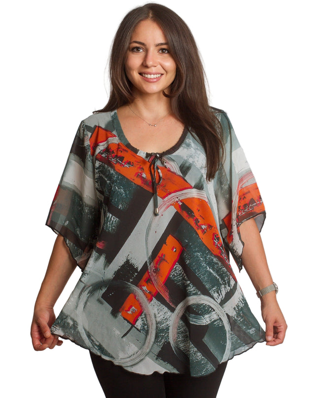 Πολύχρωμη Τουνίκ με Αφηρημένα Σχέδια - Άνοιξη-Καλοκαίρι