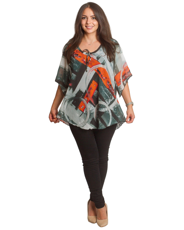 Πολύχρωμη Τουνίκ με Αφηρημένα Σχέδια - Άνοιξη-Καλοκαίρι