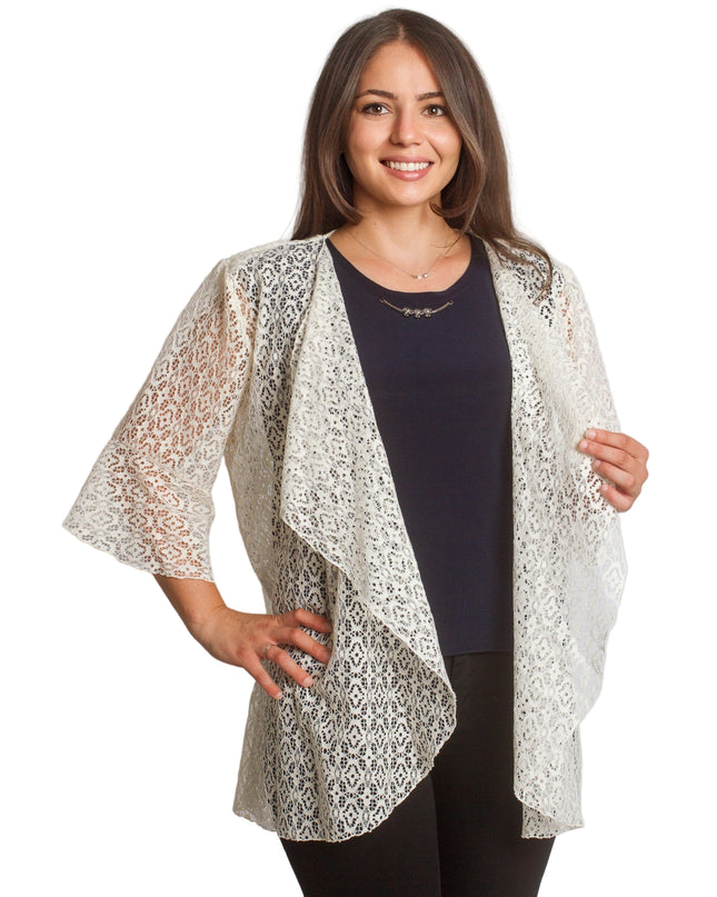 Επίσημο  ζακετάκι από  δαντέλα σε εκρού χρώμα