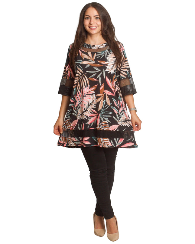 Επίσημη Τουνίκ με Φλοράλ Σχέδιο και Δερμάτινες Λεπτομέρειες