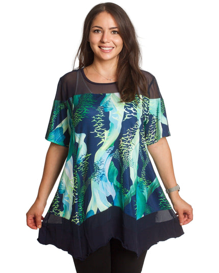 Ευκολοφόρετη Ριχτή Τουνίκ  με Τούλι - Εφαρμοστή Γραμμή - 3XL, 4XL, 5XL, 6XL - Άνοιξη-Καλοκαίρι