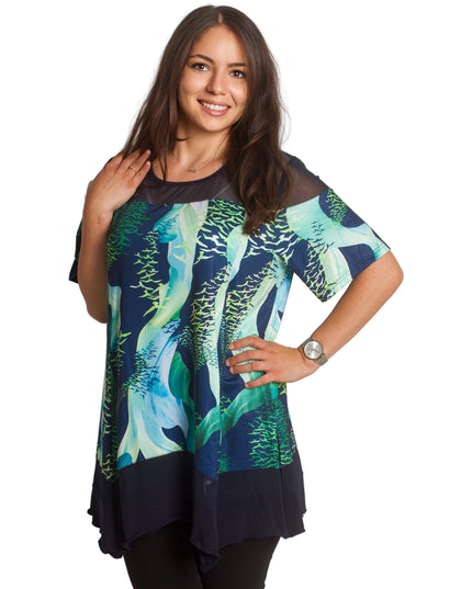 Ευκολοφόρετη Ριχτή Τουνίκ  με Τούλι - Εφαρμοστή Γραμμή - 3XL, 4XL, 5XL, 6XL - Άνοιξη-Καλοκαίρι