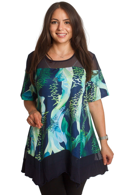 Ευκολοφόρετη Ριχτή Τουνίκ  με Τούλι - Εφαρμοστή Γραμμή - 3XL, 4XL, 5XL, 6XL - Άνοιξη-Καλοκαίρι