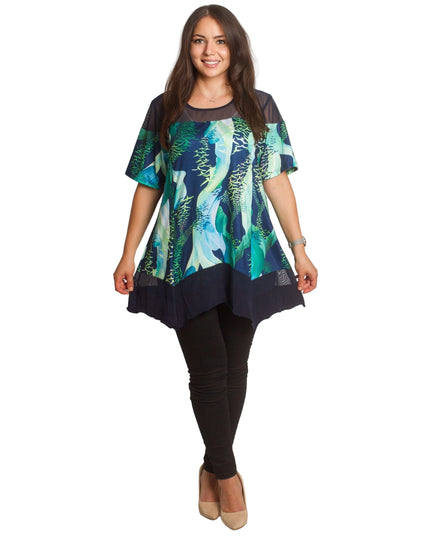 Ευκολοφόρετη Ριχτή Τουνίκ  με Τούλι - Εφαρμοστή Γραμμή - 3XL, 4XL, 5XL, 6XL - Άνοιξη-Καλοκαίρι