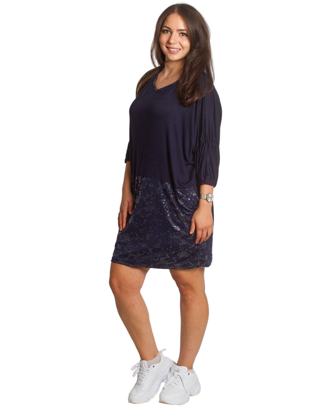 Κομψή Σκούρα Μπλε Τουνίκ με Διακοσμητικά Στοιχεία