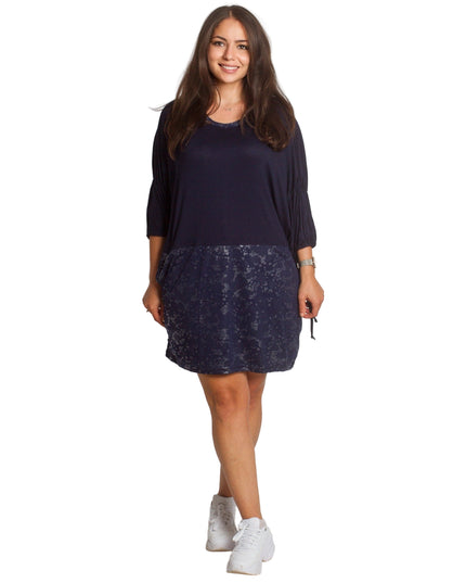 Κομψή Σκούρα Μπλε Τουνίκ με Διακοσμητικά Στοιχεία