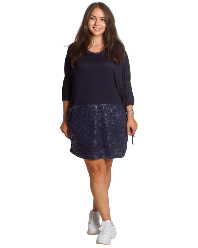 Κομψή Σκούρα Μπλε Τουνίκ με Διακοσμητικά Στοιχεία