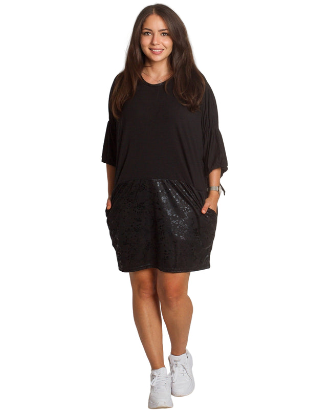 Κομψή Μαύρη Τουνίκ με  Κορδόνια