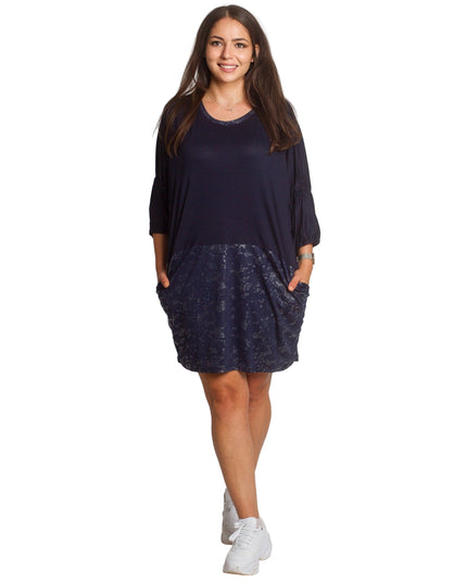 Κομψή Σκούρα Μπλε Τουνίκ με Διακοσμητικά Στοιχεία