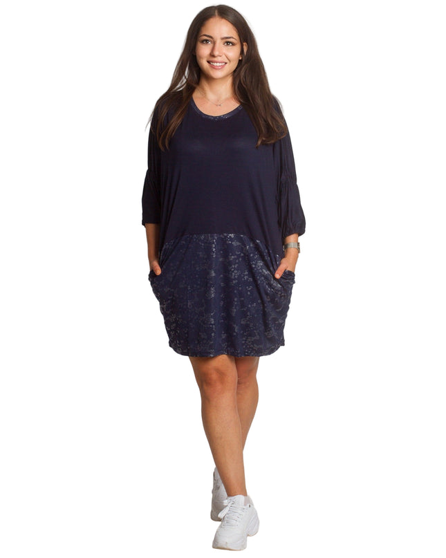 Κομψή Σκούρα Μπλε Τουνίκ με Διακοσμητικά Στοιχεία