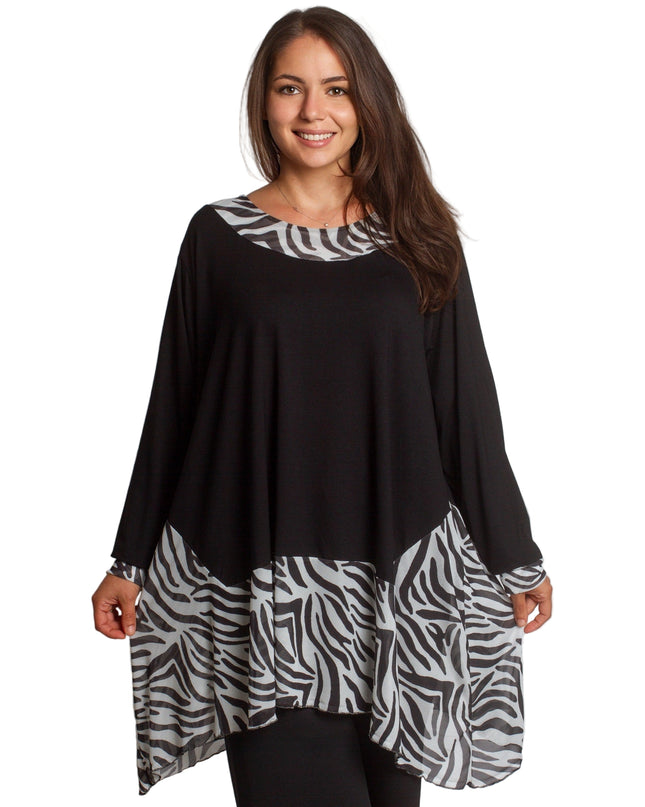 Τουνίκ με zebra λεπτομέρειες σε μεγάλα μεγέθη