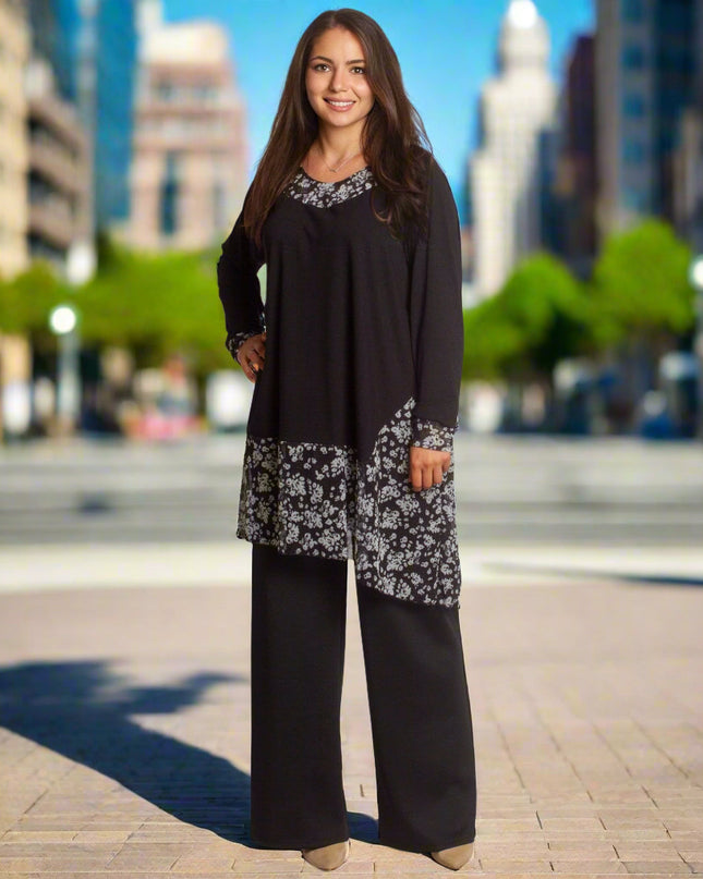 Κομψή τουνίκ μακριά με φλοράλ λεπτομέρειες