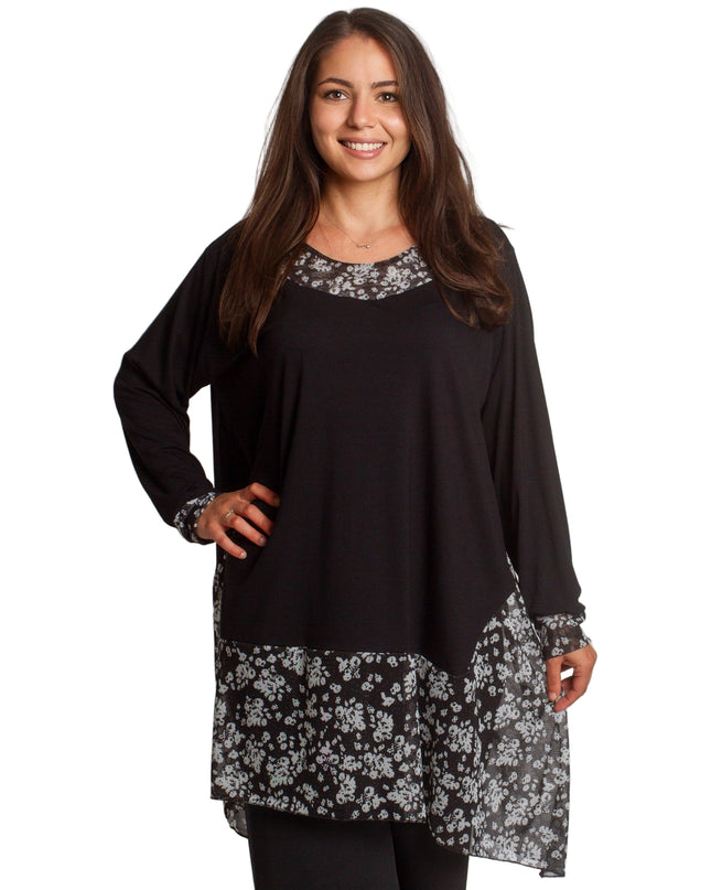 Κομψή τουνίκ μακριά με φλοράλ λεπτομέρειες