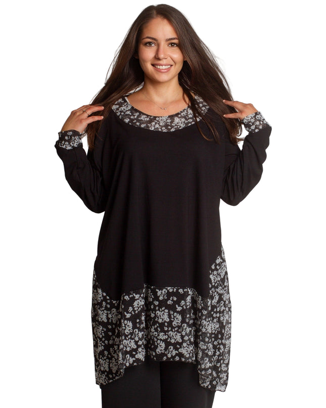 Κομψή τουνίκ μακριά με φλοράλ λεπτομέρειες