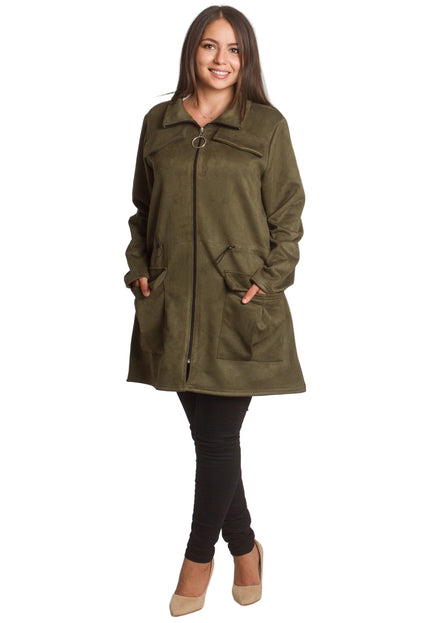 Γυναικεία ζακέτα σε πράσινο με φερμουάρ