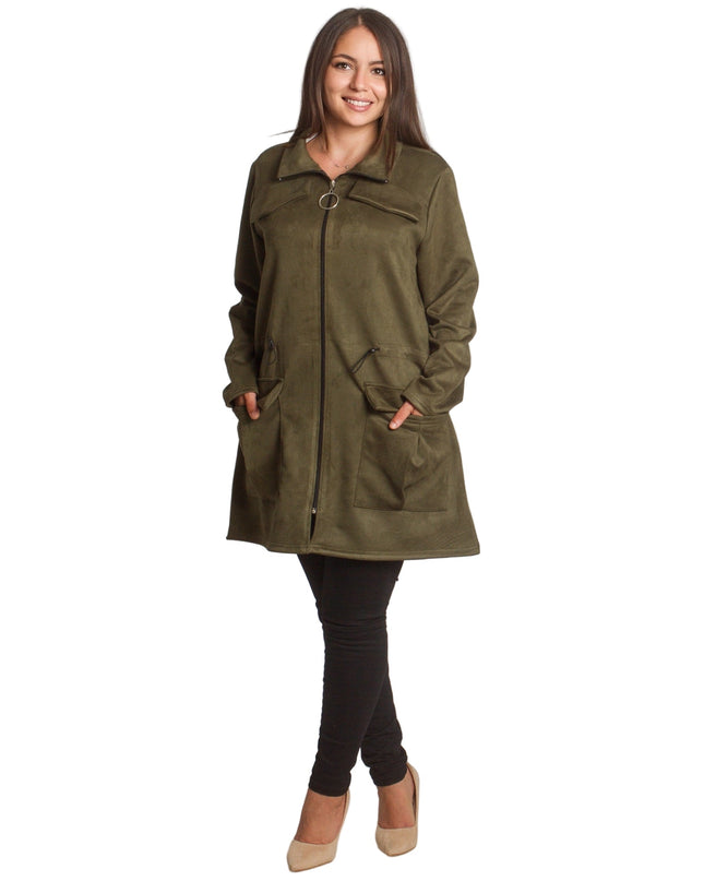 Γυναικεία ζακέτα σε πράσινο με φερμουάρ