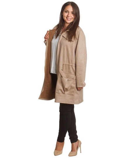 Μπεζ ζακέτα σε μεγάλα μεγέθη με φερμουάρ