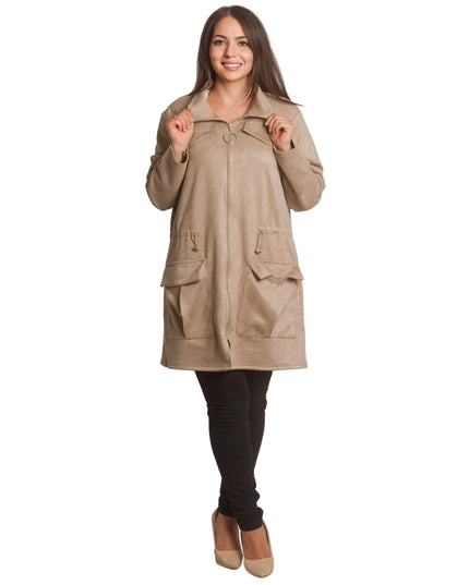 Μπεζ ζακέτα σε μεγάλα μεγέθη με φερμουάρ