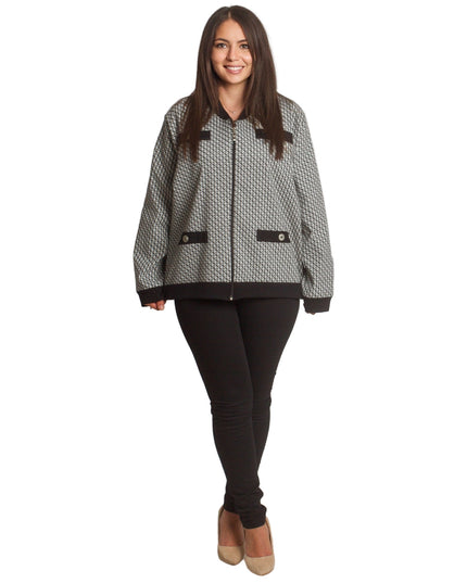 Στιλάτη ζακέτα με γεωμετρικό σχέδιο σε μεγάλα μεγέθη