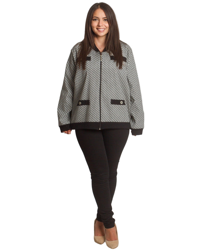 Στιλάτη ζακέτα με γεωμετρικό σχέδιο σε μεγάλα μεγέθη