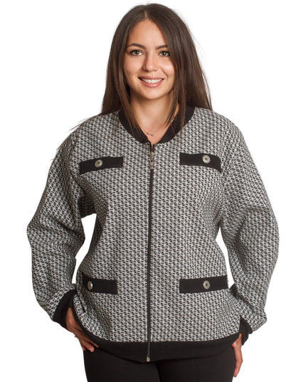 Στιλάτη ζακέτα με γεωμετρικό σχέδιο σε μεγάλα μεγέθη